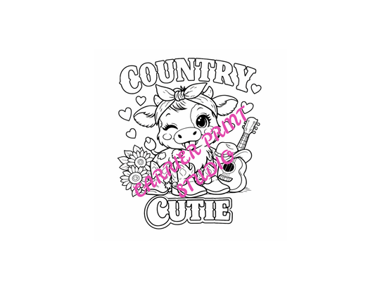 COUNTRY CUTIE COLORING PAGE