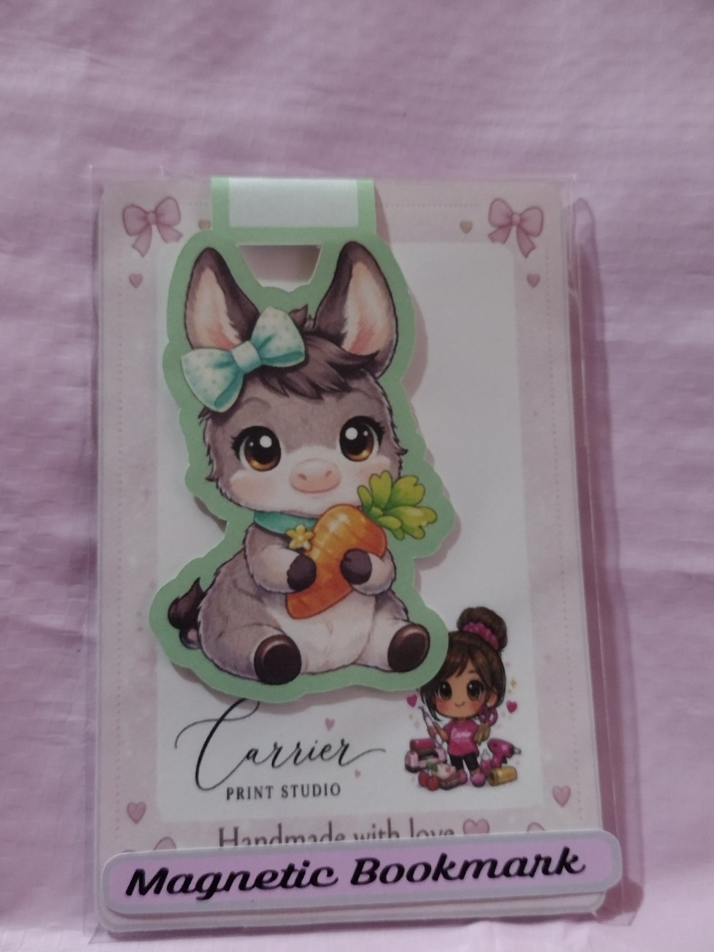 DONKEY WITH CARROT MAGNETIC BOOKMARK FROM FARM COLLECTION 2X3