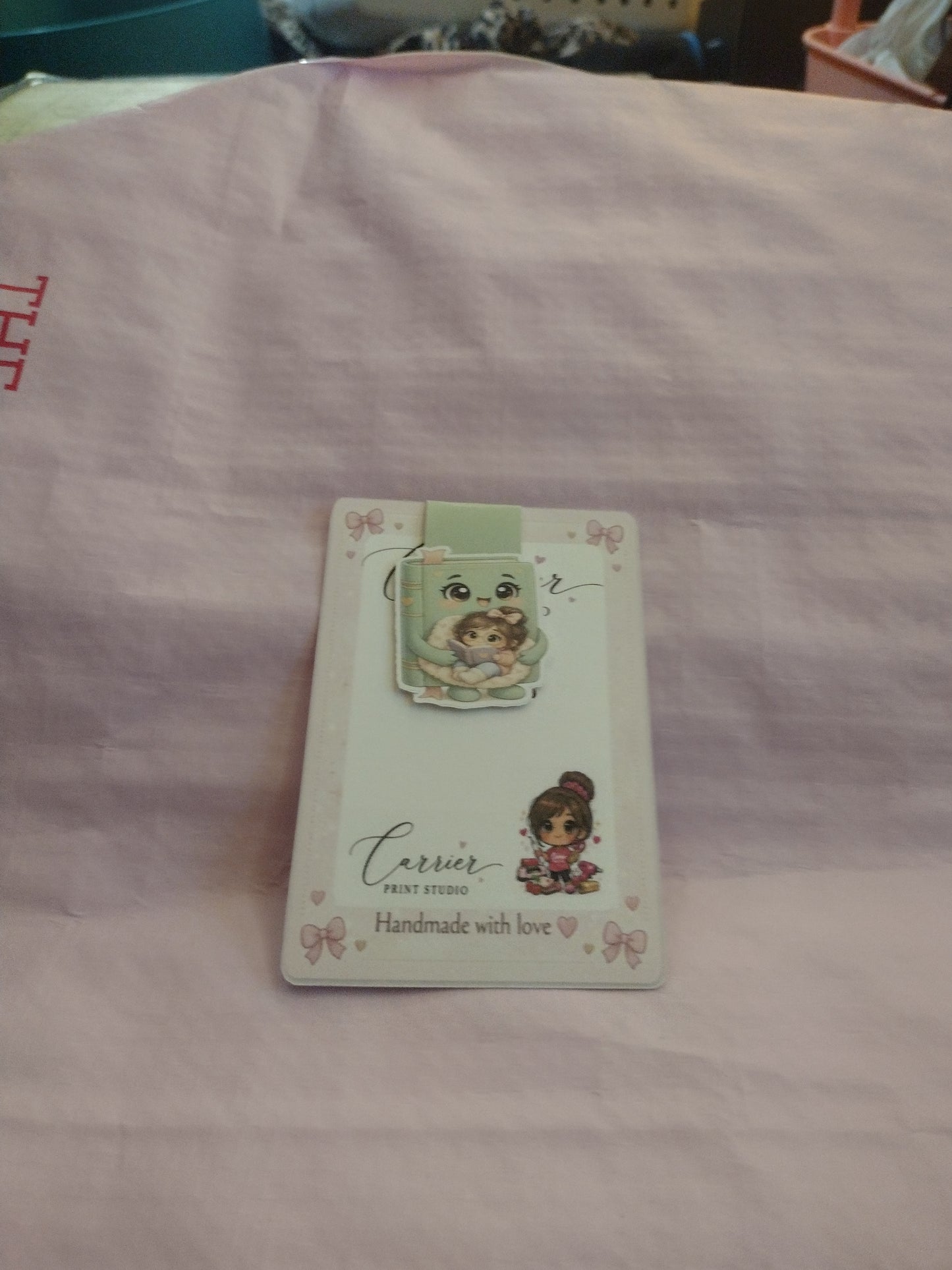 Book holding girl reading, magnetic bookmark