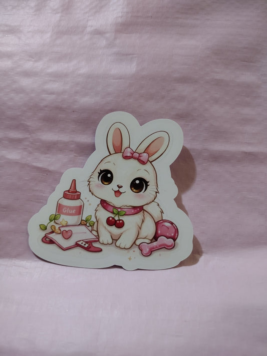 3x3 inch Die cut sticker, cute bunny rabbit